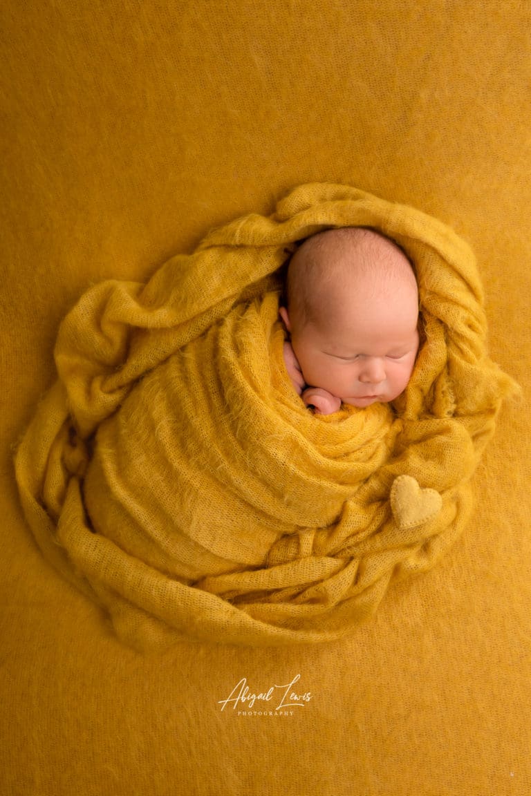 Newborn Photography Yellow Beanbag Heart Wrap